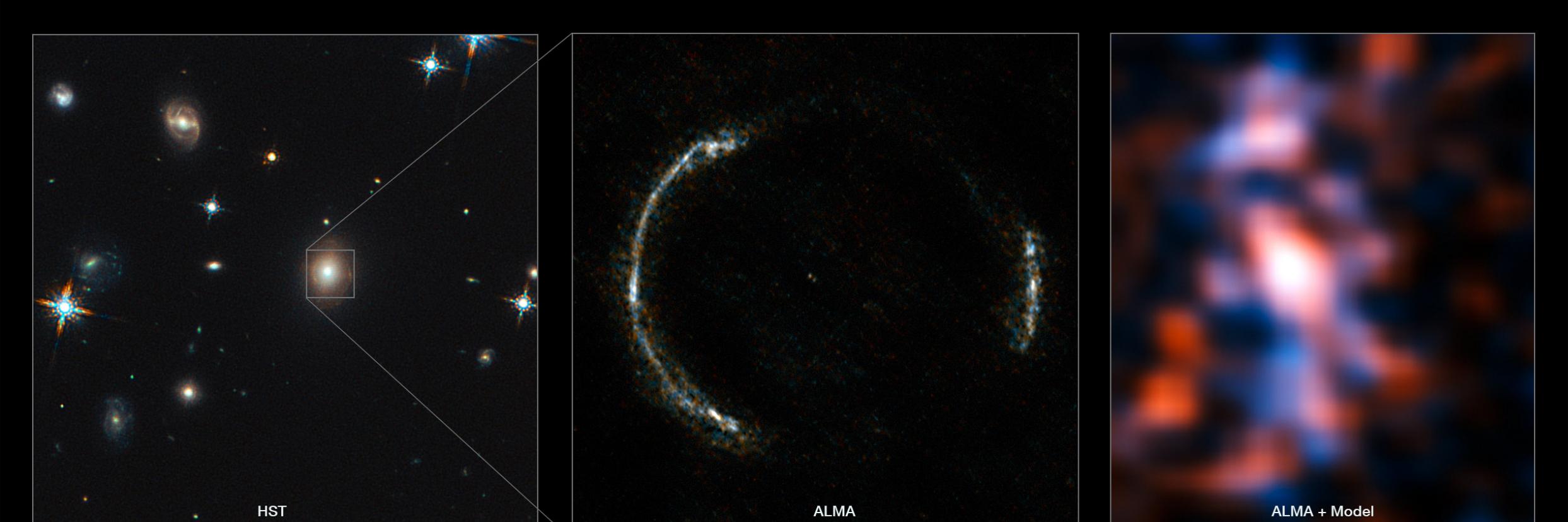 天文学家利用引力透镜观测到遥远星系SDP.81的恒星形成区域