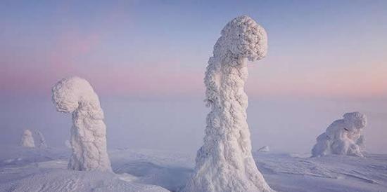 极度严寒：芬兰拉普兰地区的冰雪世界，一切生命迹象都被抹去