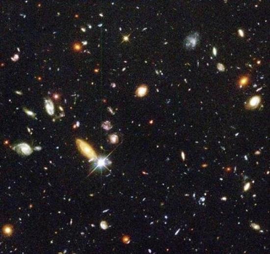 由哈勃望远镜拍摄的哈勃深场图像，遥远的宇宙深空还存在无数星系，它们正加速远离我们而去
