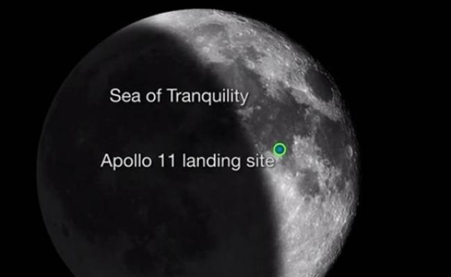 绿点为阿波罗11号登陆月球的位置