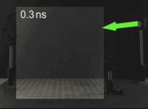 利用能探测到单光子的超高速摄像机，科学家首次捕捉到了激光在空气中飞行的画面。