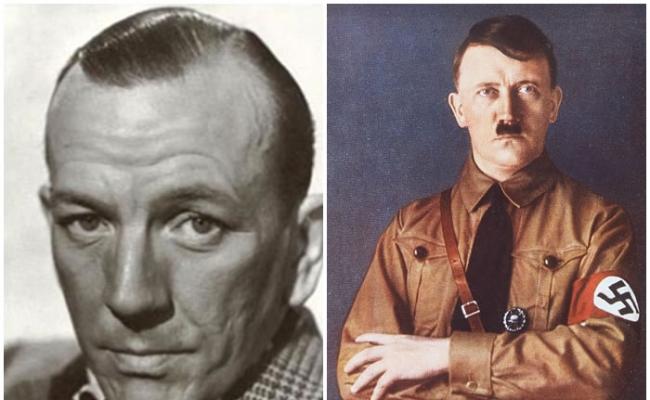 英国著名剧作家兼演员寇威尔（图左）想希特勒（图右）炸掉好莱坞。