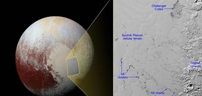 新发布的冥王星照片揭示氮的冻流中似乎隐藏着大规模冰川