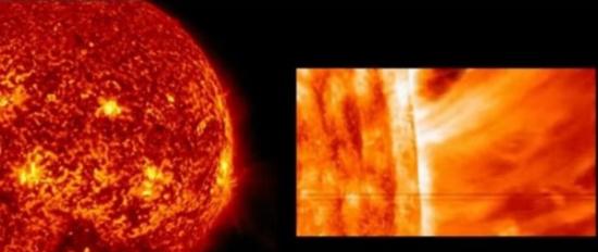 这些超热粒子从日冕喷发而出，速度可达每小时160万公里。