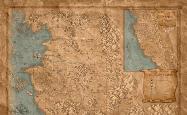 萨普科夫斯基并无推出官方地图，但游戏商及不少粉丝均有创作《猎魔士》的地图供人参考。图中可见尼弗迦德帝国在偏远南方。