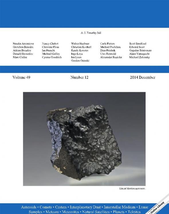 国际著名学术期刊《陨石学与行星科学》2014年第12期封面刊发了Tissint火星陨石照片
