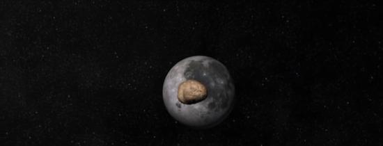 科学家绘制的图像，展示以每小时6.1万公里速度撞击月球的小行星