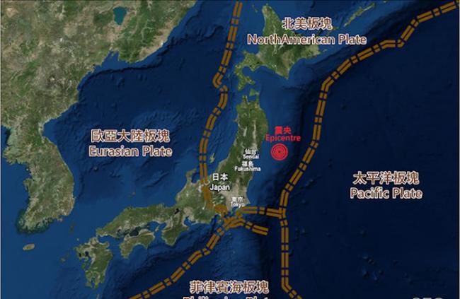 日本处于四大板块中，地震频繁。