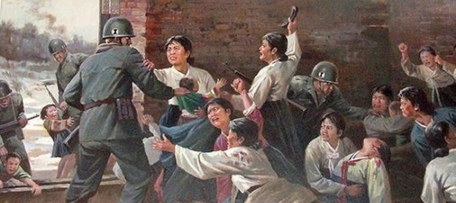 朝鲜博物馆举行朝鲜战争美军暴行展览 展出反美画作