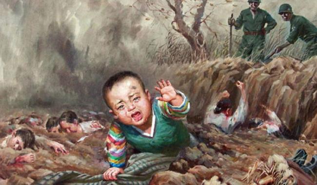 朝鲜博物馆举行朝鲜战争美军暴行展览 展出反美画作