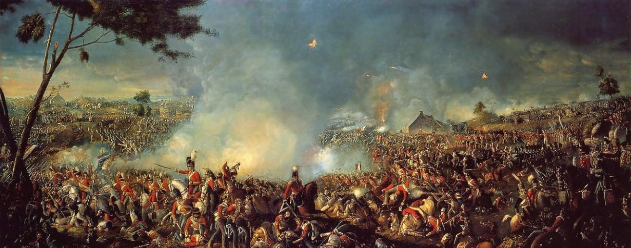 滑铁卢战役是拿破仑的最后一仗。图为画家笔下的滑铁卢战役。