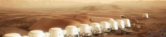 概念火星栖息地。《火星：红色星球的新视角》一书作者吉勒斯-斯帕罗在接受英国媒体采访时表示：“你不得不为这项雄心勃勃的计划鼓掌，但不幸的是，如果你审视每一个细节，