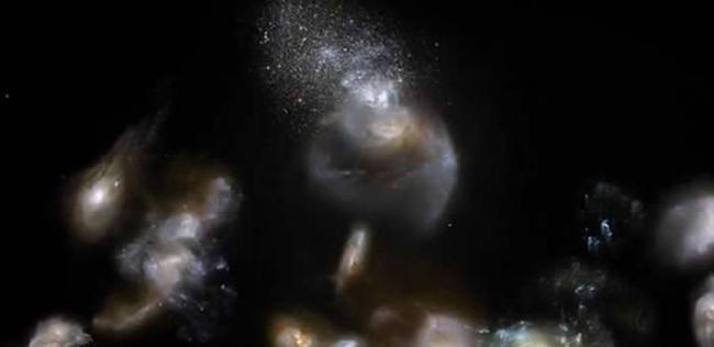 宇宙大爆炸仅14亿年后14个星系撞击合并形成宇宙中最大的星系团