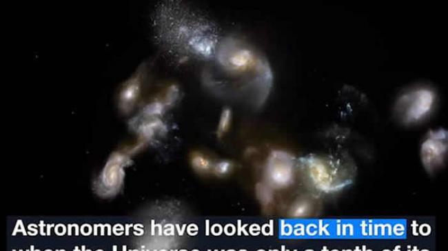 宇宙大爆炸仅14亿年后14个星系撞击合并形成宇宙中最大的星系团