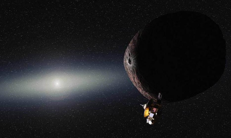 NASA新视野号宇宙飞船在遥远的柯伊伯带遇到的一颗类似冥王星的天体的艺术家印象图