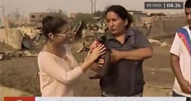 秘鲁妇人接受采访时突然掀衣给猪喂奶 记者当场哑口无言