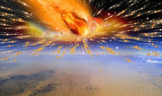 艺术示意图：一颗彗星冲入大气层，在埃及上空发生爆炸