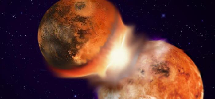 火星大小的巨型天体与地球相撞形成月球