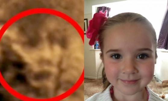 扫瞄显示凯茜的人脸(左)，似是守护当时仍未出生的麦迪逊(右)。