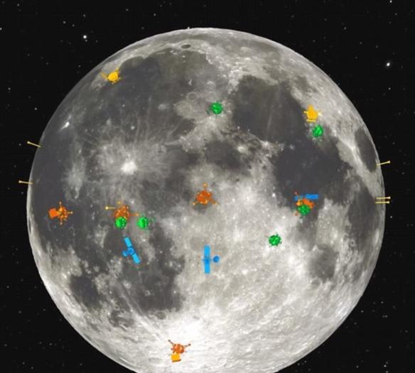 月球近侧拥有丰富的地貌――例如“月球上的人”――对于其中的原因，科学家一直争论不久。“月球上的人”实际上是一个暗淡的月海，月球远侧并没有这样的地貌特征。这幅图解