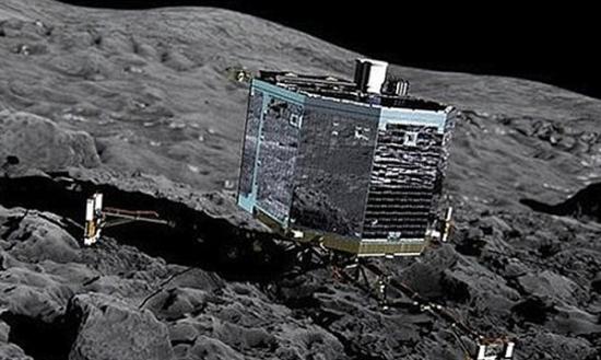 罗塞塔号将送出登陆机械人彗星67P进行研究，图为模拟图片。