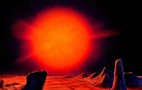 太阳变成红巨星时，在地球上看到的情景（效果图）
