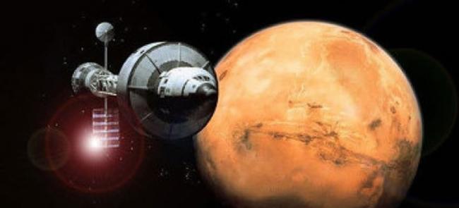 核动力太空船将成为远征火星的好帮手。图为构思图。