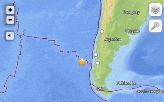 智利艾森港西部海域20日发生里氏6.8级地震