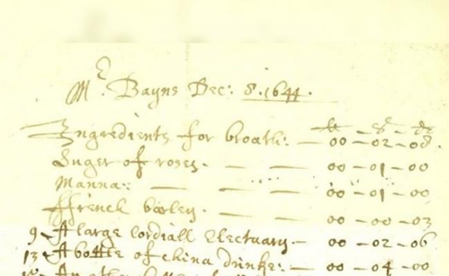 英国西约克郡档案馆找到1644年帐单：中国饮料是茶