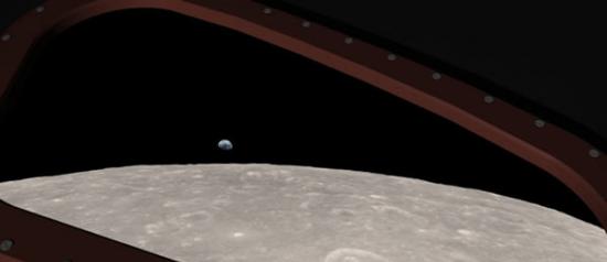 这张图像是计算机生成的阿波罗8号任务看地球的情景。