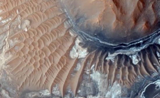 亚利桑那州大学的维克托-贝克和乌得勒支大学的曼纽尔-罗达最近撰写了一篇详细的研究论文，阐述对一个名为“阿伦混沌”的火星陨坑(如图)进行的研究。研究发现混沌陨坑内