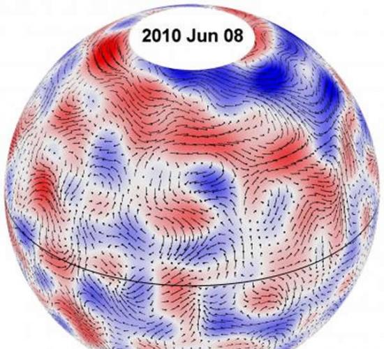 2010年6月8日在太阳上的巨大细胞流动轨迹