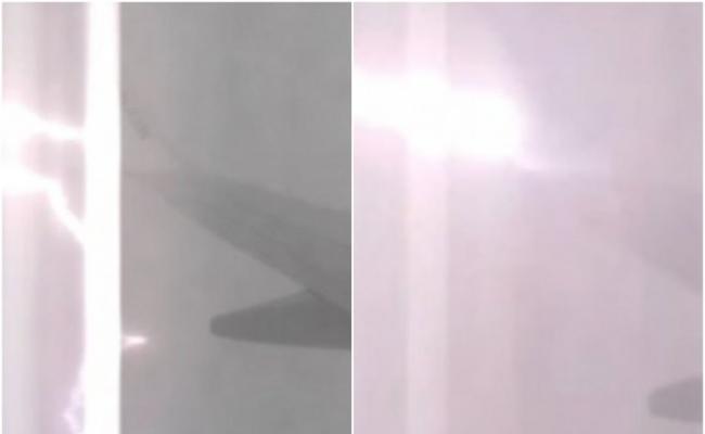 闪电击中英国廉航瑞安航空公司客机机翼吓坏乘客