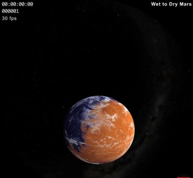 火星大部分大气因为太阳风的轰击而流失于太空