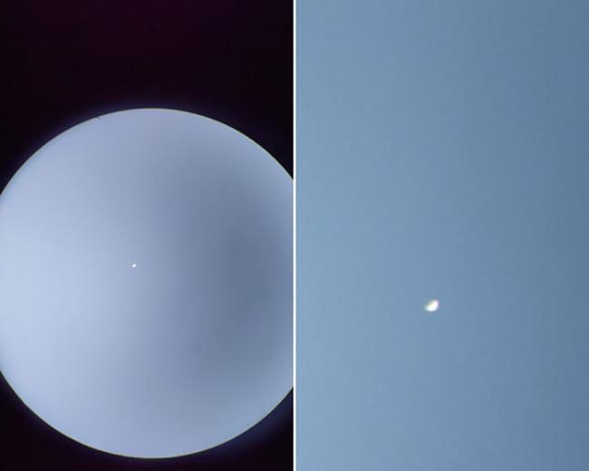 金星亮度极高，用手机搭配望远镜也拍得到。（图／台北天文馆提供）