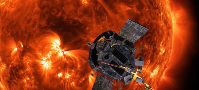 艺术家描绘出帕克太阳探测器接近太阳的场景PHOTOGRAPH BY SCIENCE HISTORY IMAGES, ALAMY STOCK PHOTO