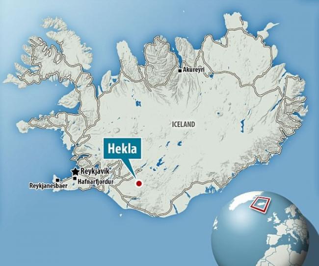 海克拉火山位置图。
