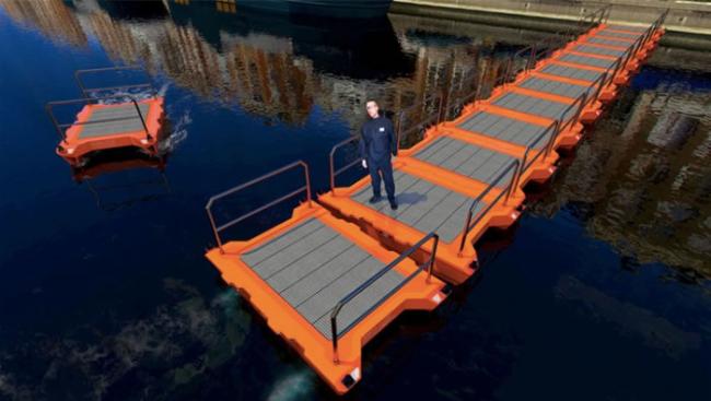 浮动自驾无人船能变成水上人行道。