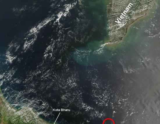NASA卫星在马航失联附近海域拍到“神秘黑带”