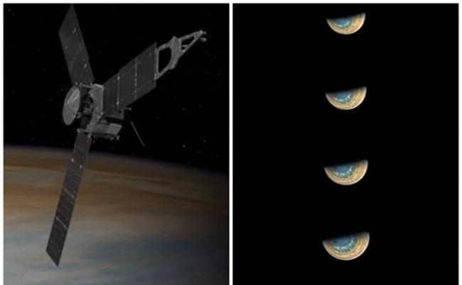 朱诺号近日再在近木点，拍下从北至南飞越木星的照片。