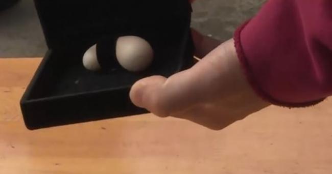 觉得造型十分罕见，刘大姐随后将蛋收进首饰盒中。