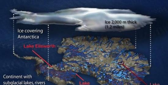 南极深处湖泊钻探实验的示意图，科学家计划对800米深处的湖泊进行采样分析