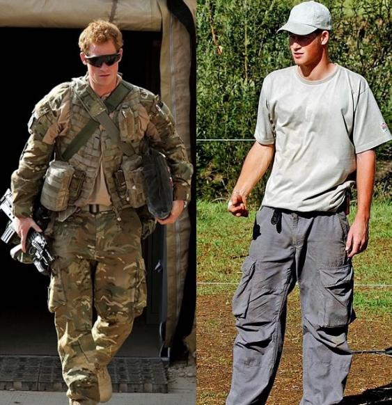 当年到阿富汗服役的哈里（左图），已摇身一变成为犀牛保育者（右图）
