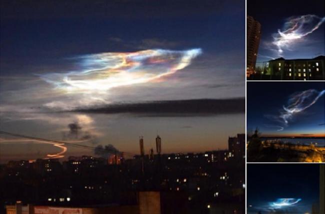 乌克兰卢甘斯克州上空出现不同寻常的发光云彩