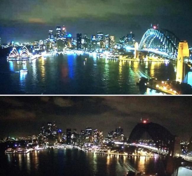 悉尼多幢岸边建筑物均关灯。