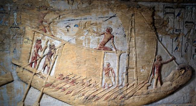 壁画纪录了当时埃及人如何制作帆船。