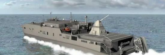 美国海军米利诺基特号高速船（艺术家的构想图显示）将于2016年对这种新式轨道炮进行最早的海上试验。