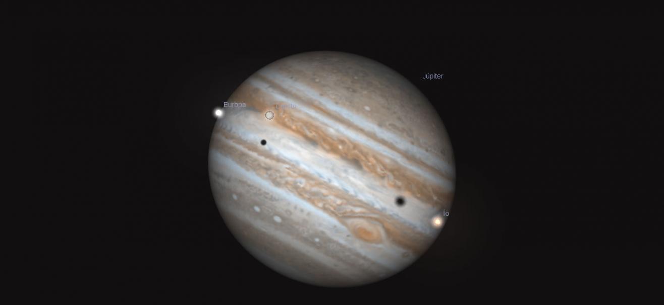 2015年1月24日拍摄的木星及其卫星的照片