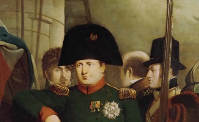 拿破仑的画像可见他戴上这标志双角帽。