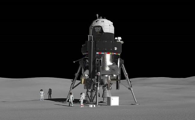 登月舱可在月球表面停留一段较长时间；图为构想图。